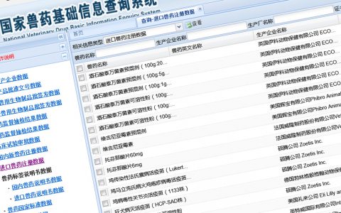 农业部批准四种进口兽药产品在我国注册或再注册