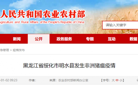 黑龙江省绥化市明水县发生非洲猪瘟疫情
