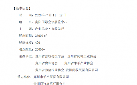 2020中国（贵阳）饲料调配成份及添加剂展览会邀请函